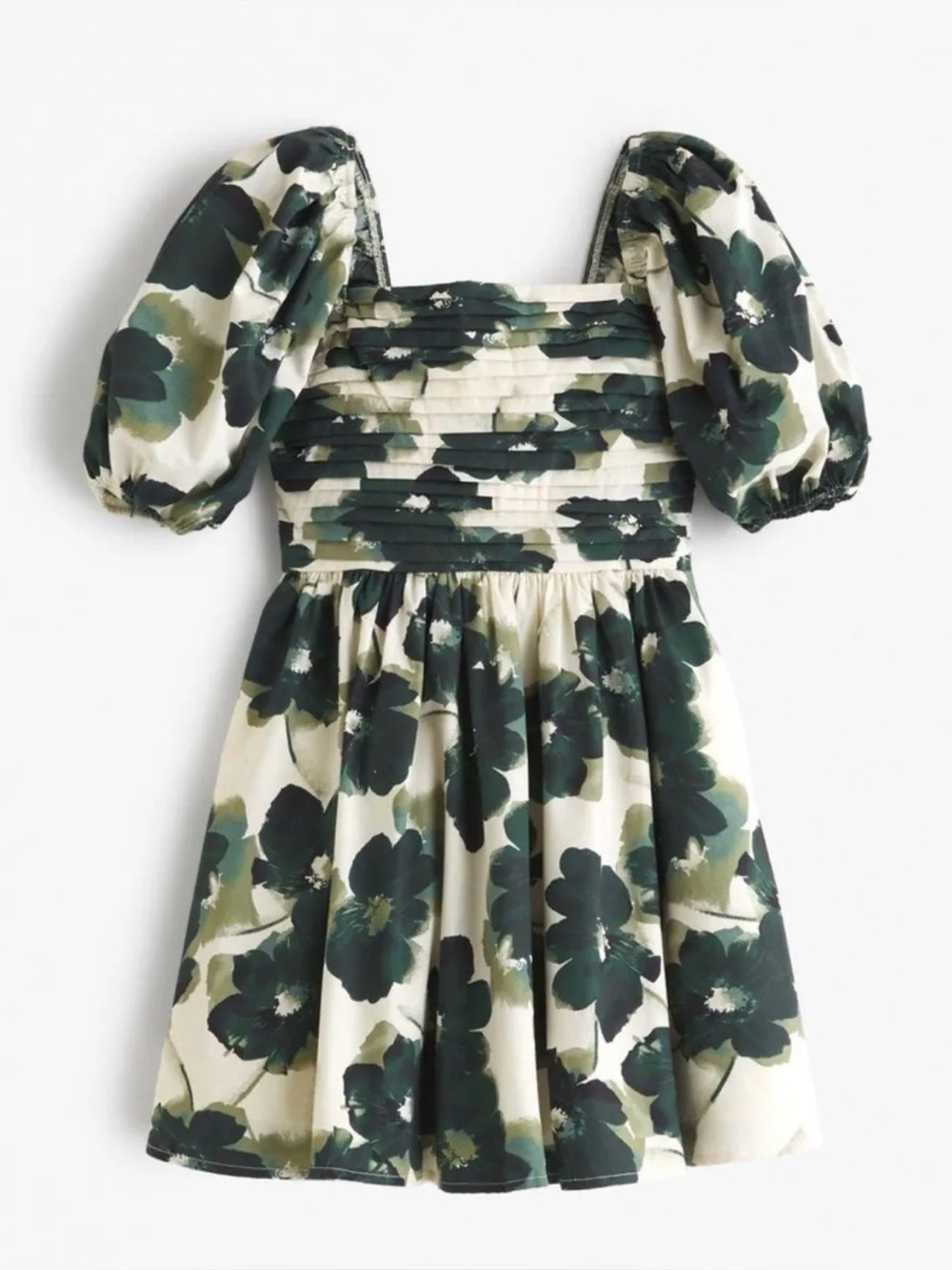 Abercrombie and Fitch Emerson Waisted Poplin Mini Dress Puff Sleeve Floral XL